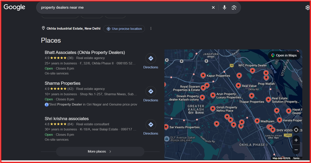property dealers near me SERP